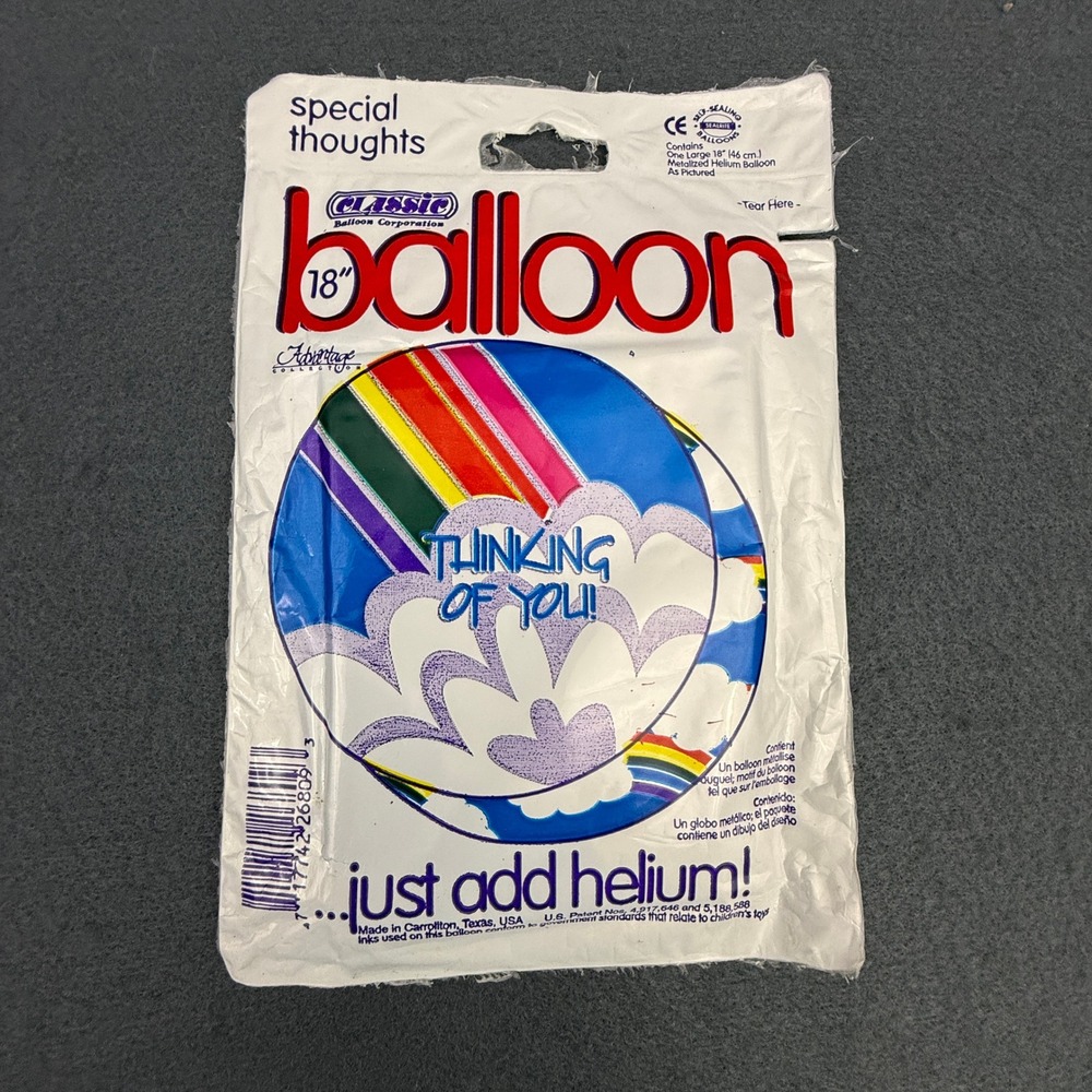 Thinking Of You Rainbow 18" Mylar Balloon Classic Balloon Corporation Vintage 90